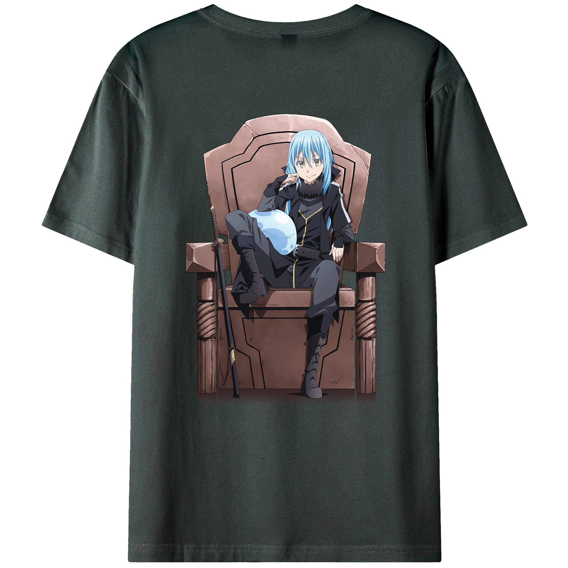 （画像用） 転スラ Regarding Reincarnated to Slime 綿100％ メンズ半袖Tシャツ（バックプリント） 通気性